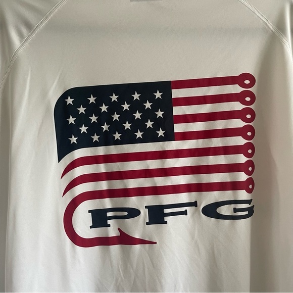 Columbia PFG White American Flag Fishing Hook Long Sleeve Men’s Size XXL - Picture 3 of 7